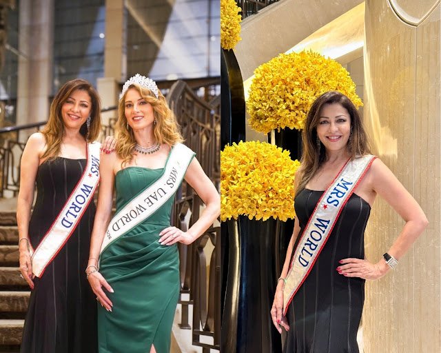 Dr Aditi Govitrikar, the newly-appointed director of Mrs UAE World, crowns Dr Taylor Elizabeth as the title-holder